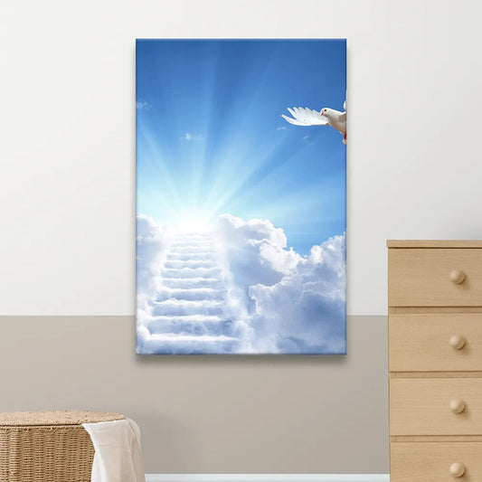 Leinwandbild Treppe zum Himmel Hochformat