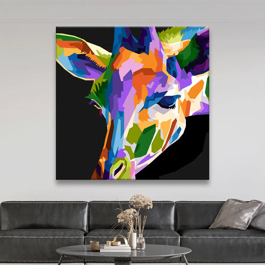 Acrylbild abstrakte farbige Giraffe Quadrat