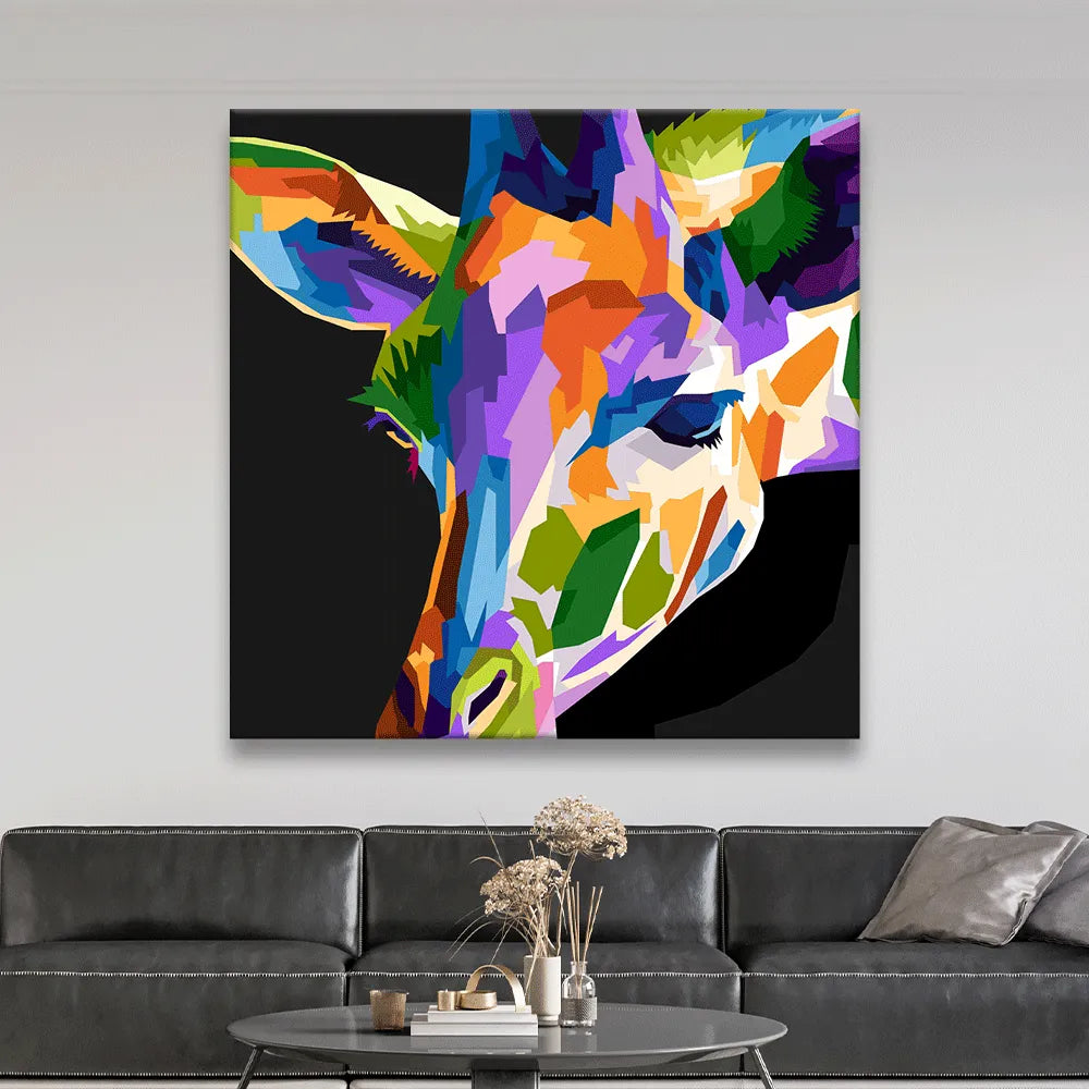 LED Bild abstrakte farbige Giraffe Quadrat