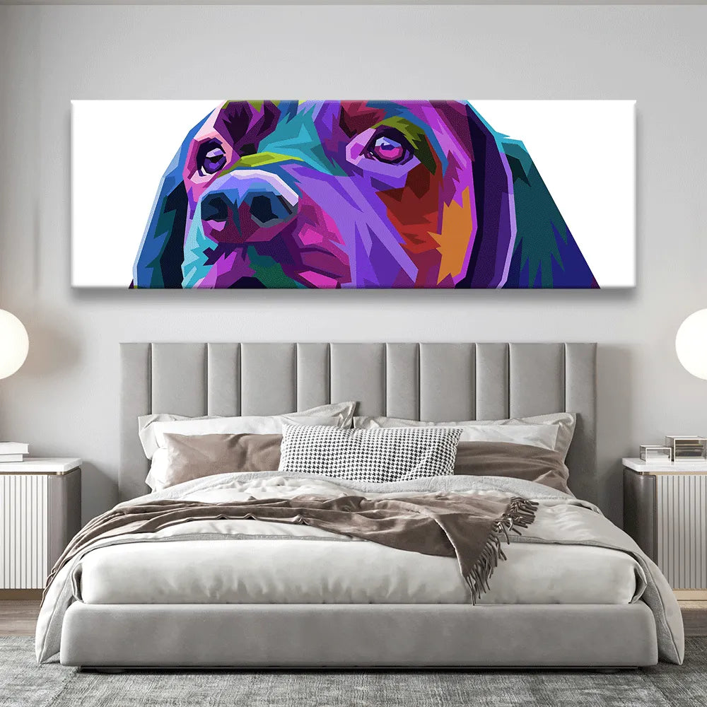 Aludibondbild abstrakter bunter Hund Panorama Quer