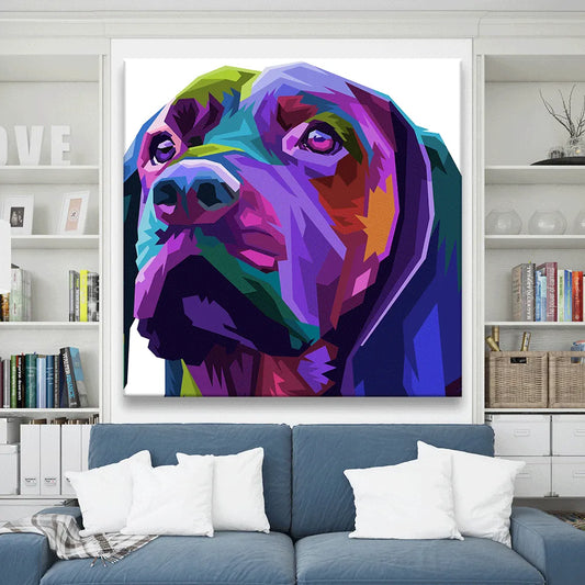 Aludibondbild abstrakter bunter Hund Quadrat