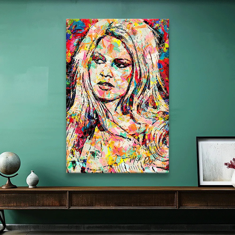 Acrylbild abstraktes Portrait von Brigitte Bardot Hochformat