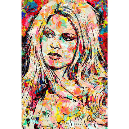 Acrylbild abstraktes Portrait von Brigitte Bardot Hochformat