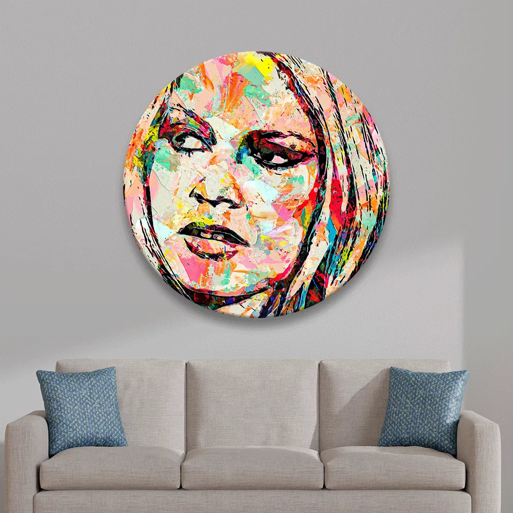 Acrylbild abstraktes Portrait von Brigitte Bardot Kreis