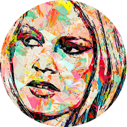 Acrylbild abstraktes Portrait von Brigitte Bardot Kreis