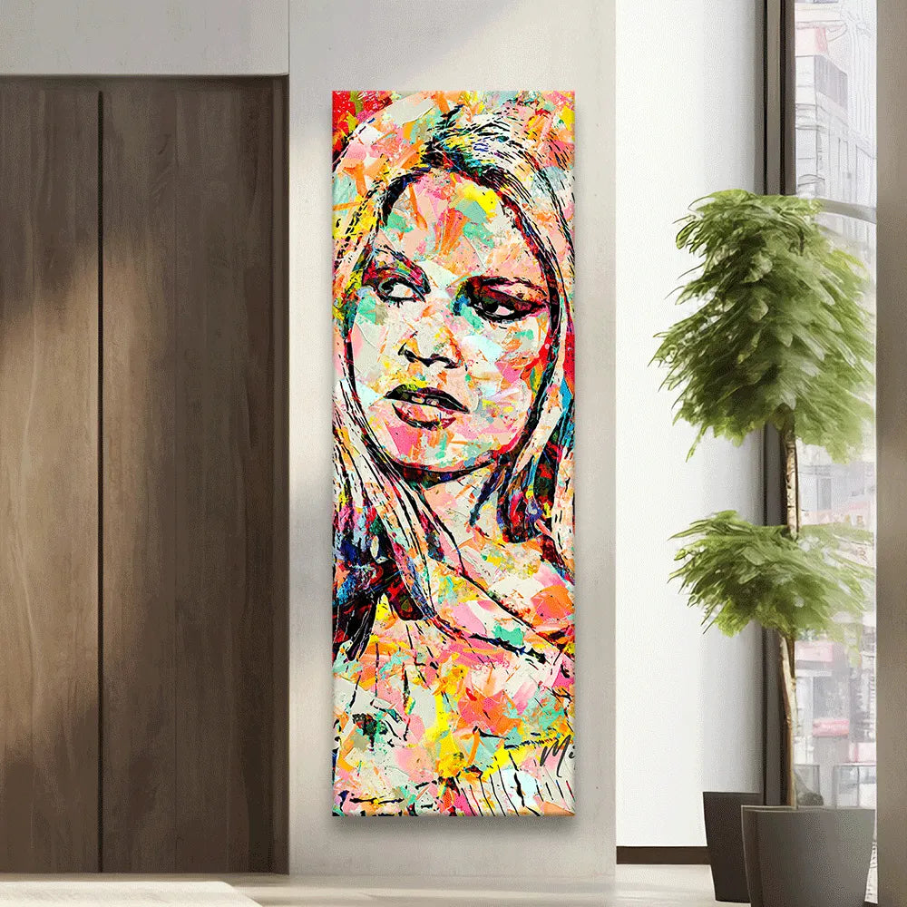 Acrylbild abstraktes Portrait von Brigitte Bardot Panorama Hoch