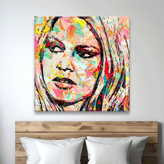 Acrylbild abstraktes Portrait von Brigitte Bardot Quadrat