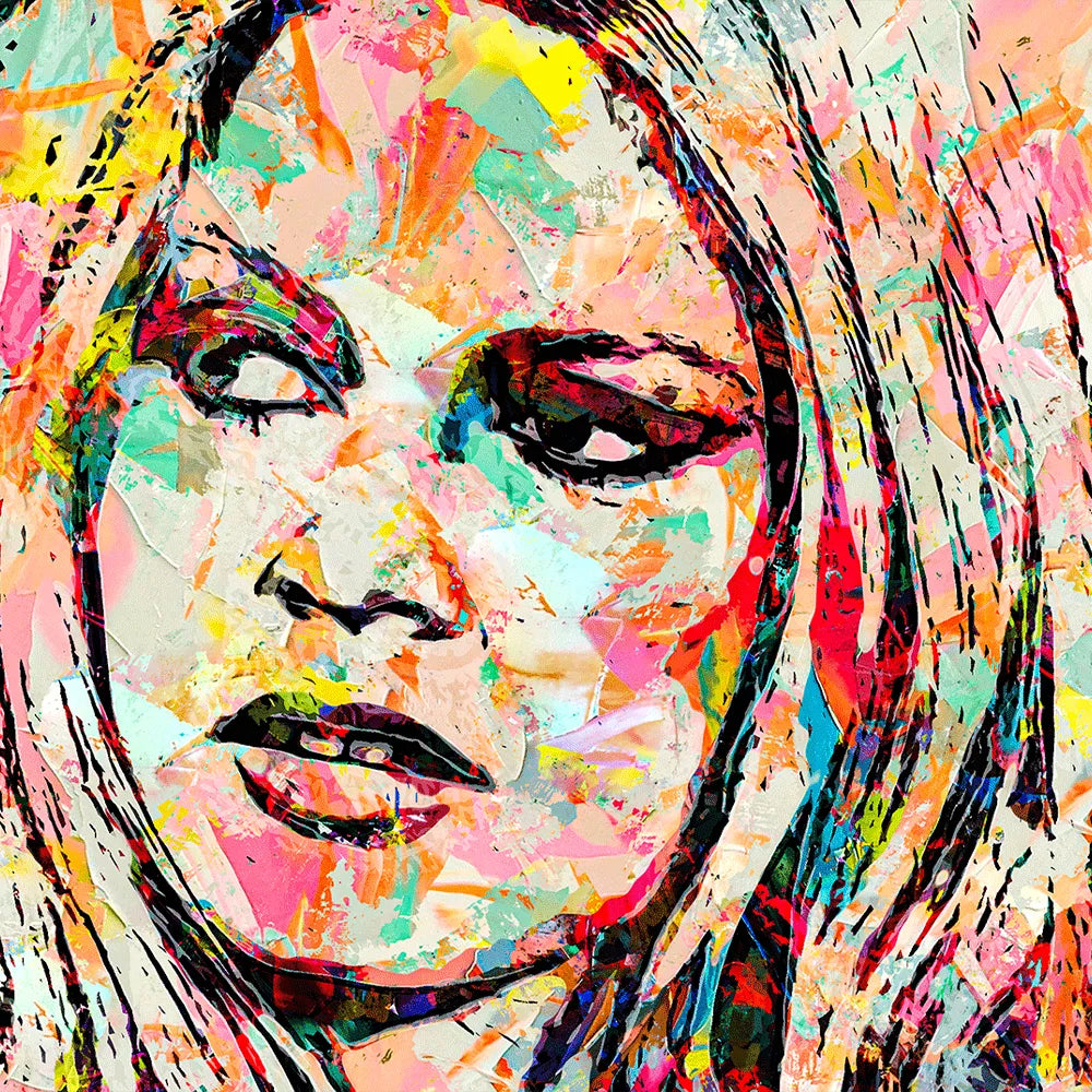 Acrylbild abstraktes Portrait von Brigitte Bardot Quadrat