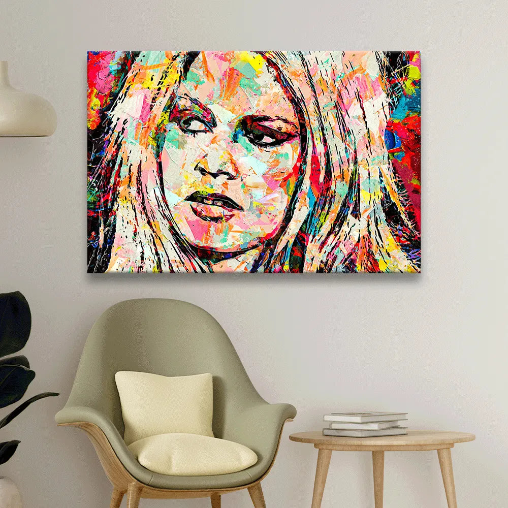 Acrylbild abstraktes Portrait von Brigitte Bardot Querformat