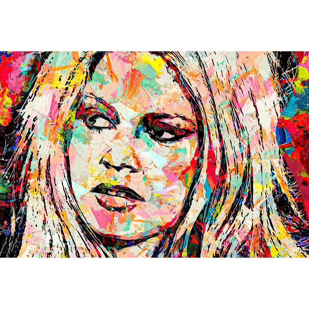 Acrylbild abstraktes Portrait von Brigitte Bardot Querformat