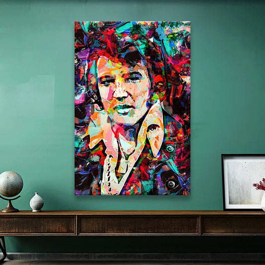 Acrylbild abstraktes Portrait von Elvis Presley Hochformat