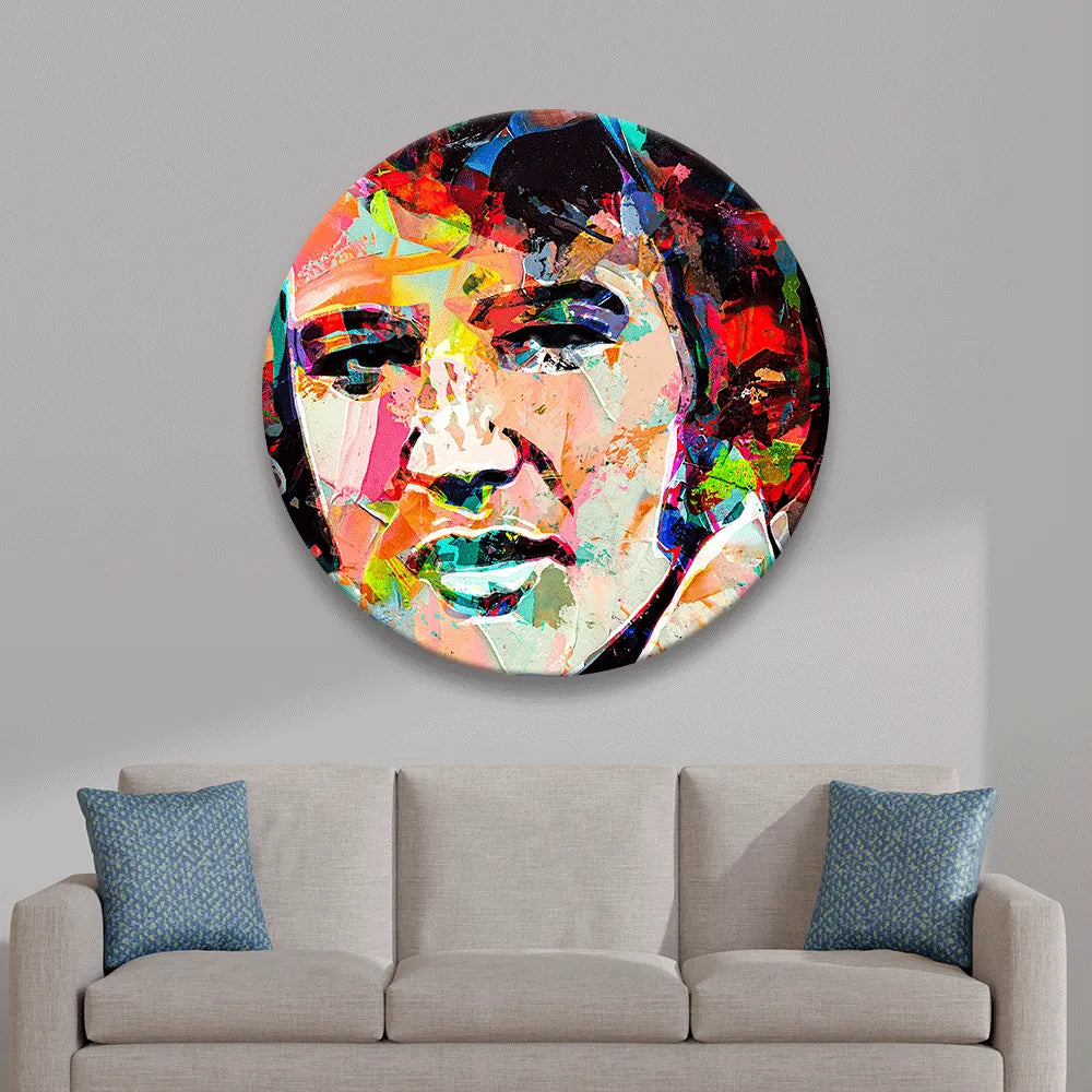 Acrylbild abstraktes Portrait von Elvis Presley Kreis