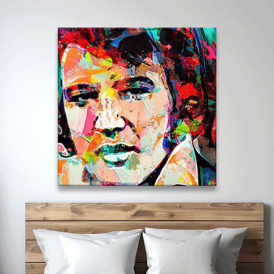 Acrylbild abstraktes Portrait von Elvis Presley Quadrat