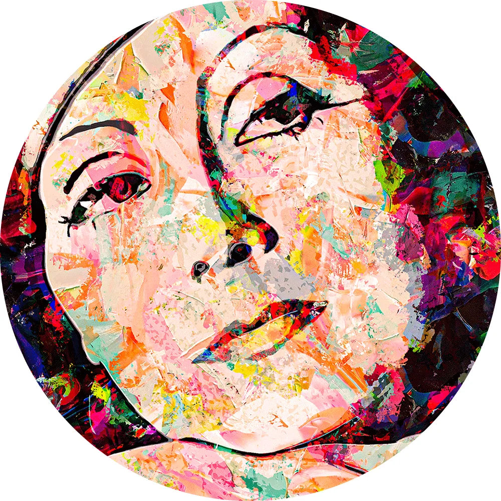 Acrylbild abstraktes Portrait von Greta Garbo Kreis