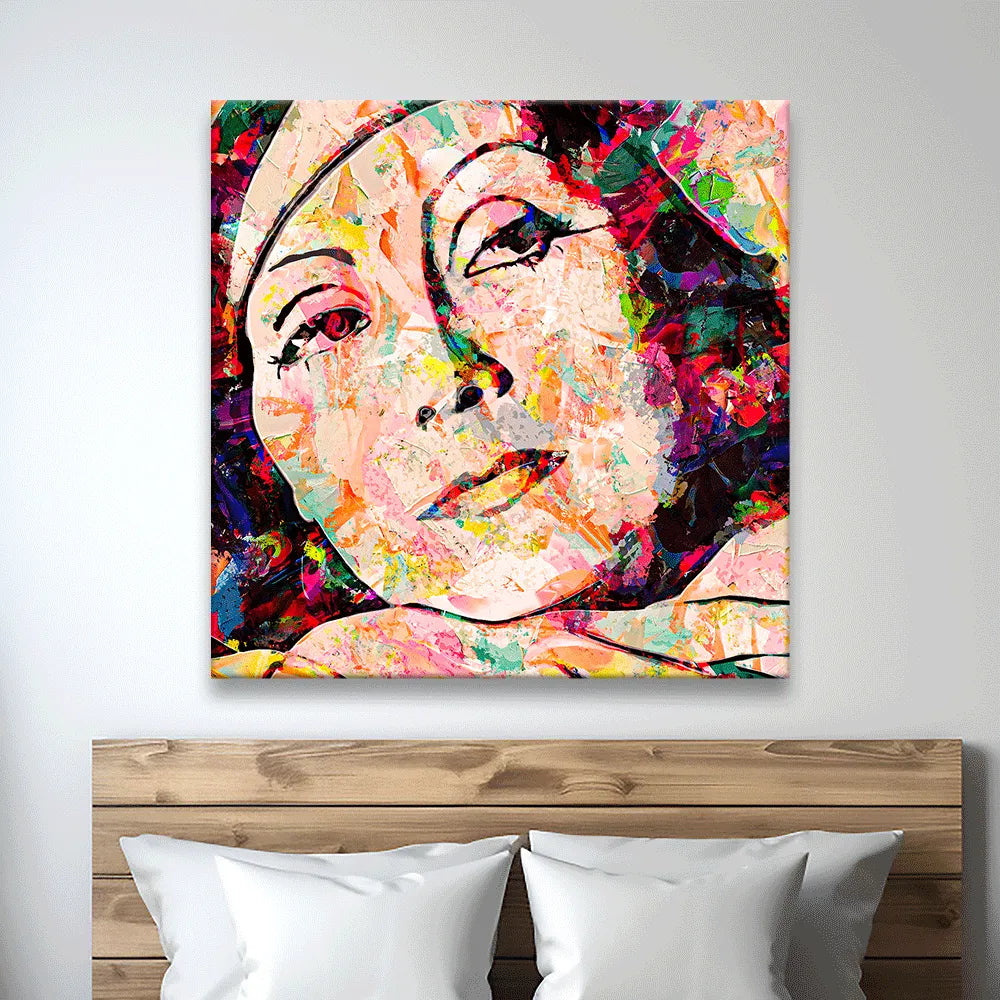 Aludibondbild abstraktes Portrait von Greta Garbo Quadrat