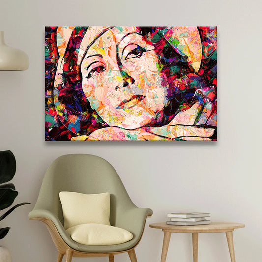 Acrylbild abstraktes Portrait von Greta Garbo Querformat