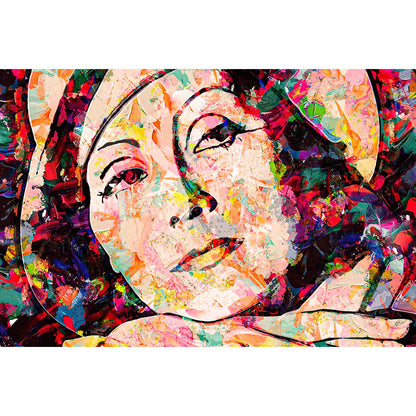 Acrylbild abstraktes Portrait von Greta Garbo Querformat