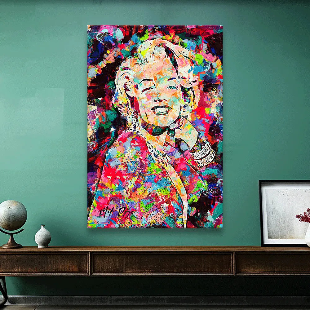 Acrylbild abstraktes Portrait von Marylin Monroe Hochformat