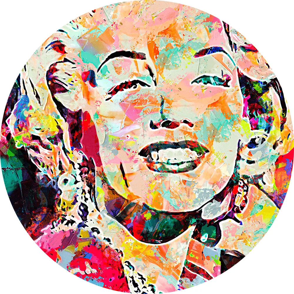 Aludibondbild abstraktes Portrait von Marylin Monroe Kreis