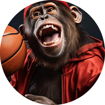 Alugebürstet Affe mit einem Basketball Kreis