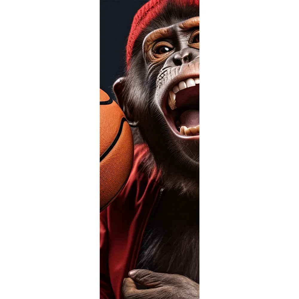 Poster Affe mit einem Basketball Panorama Hoch