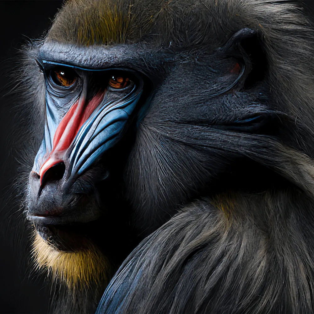 Poster anmutiger Mandrill Quadrat