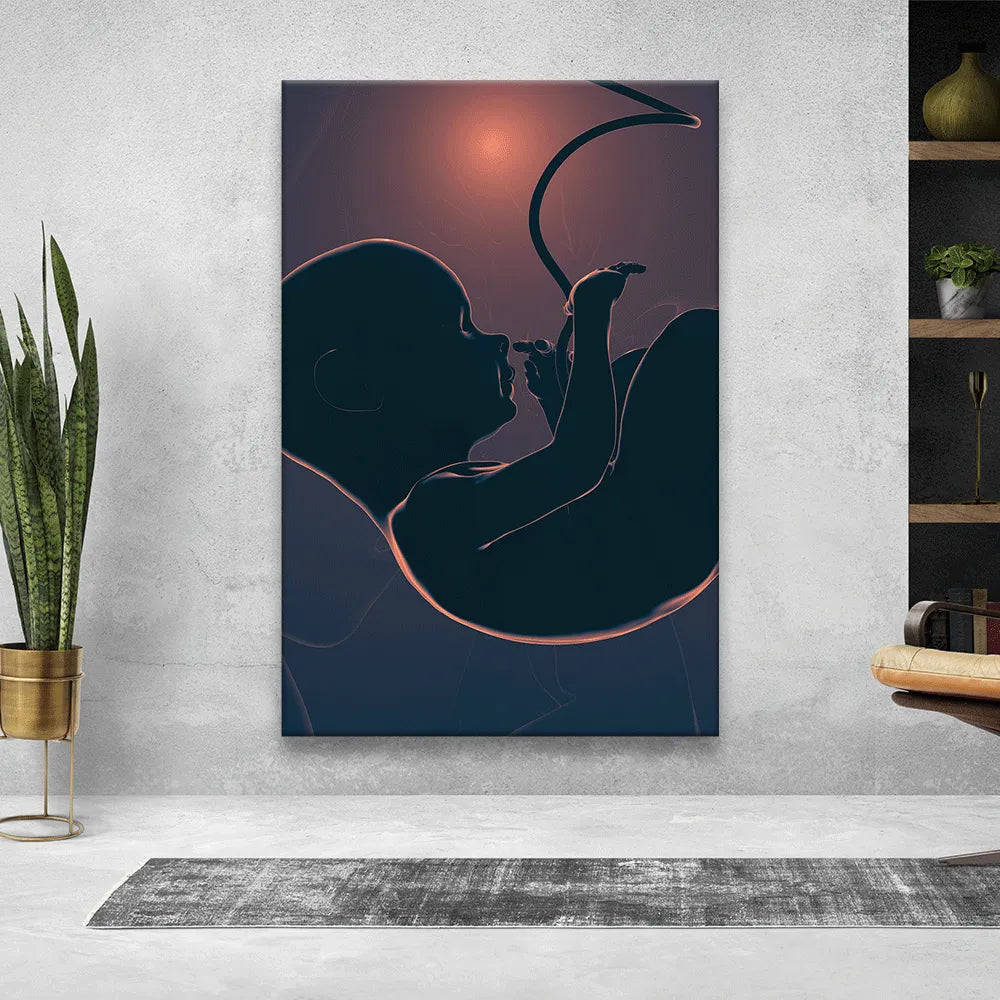 Acrylbild Baby im Bauch Hochformat