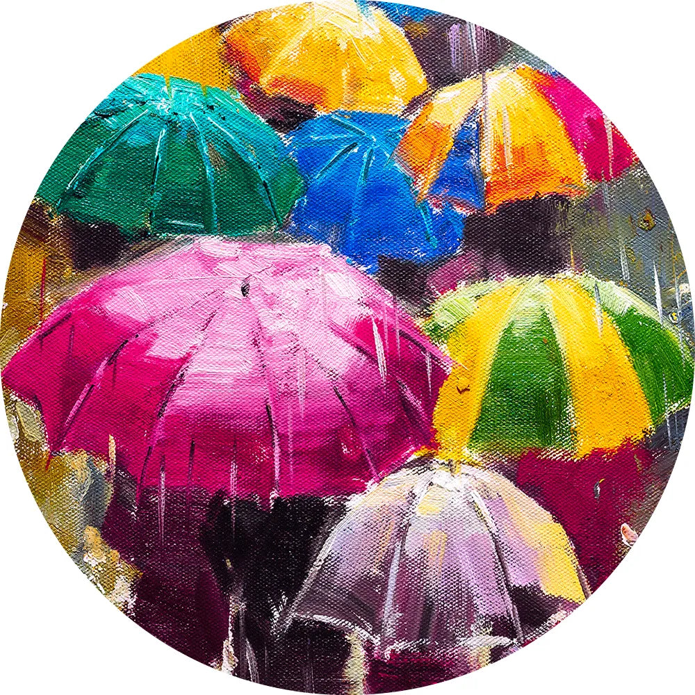 Acrylbild bunte Regenschirme in Ölfarben Kreis