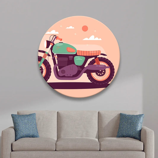 Acrylbild Cartoon Motorrad Kreis