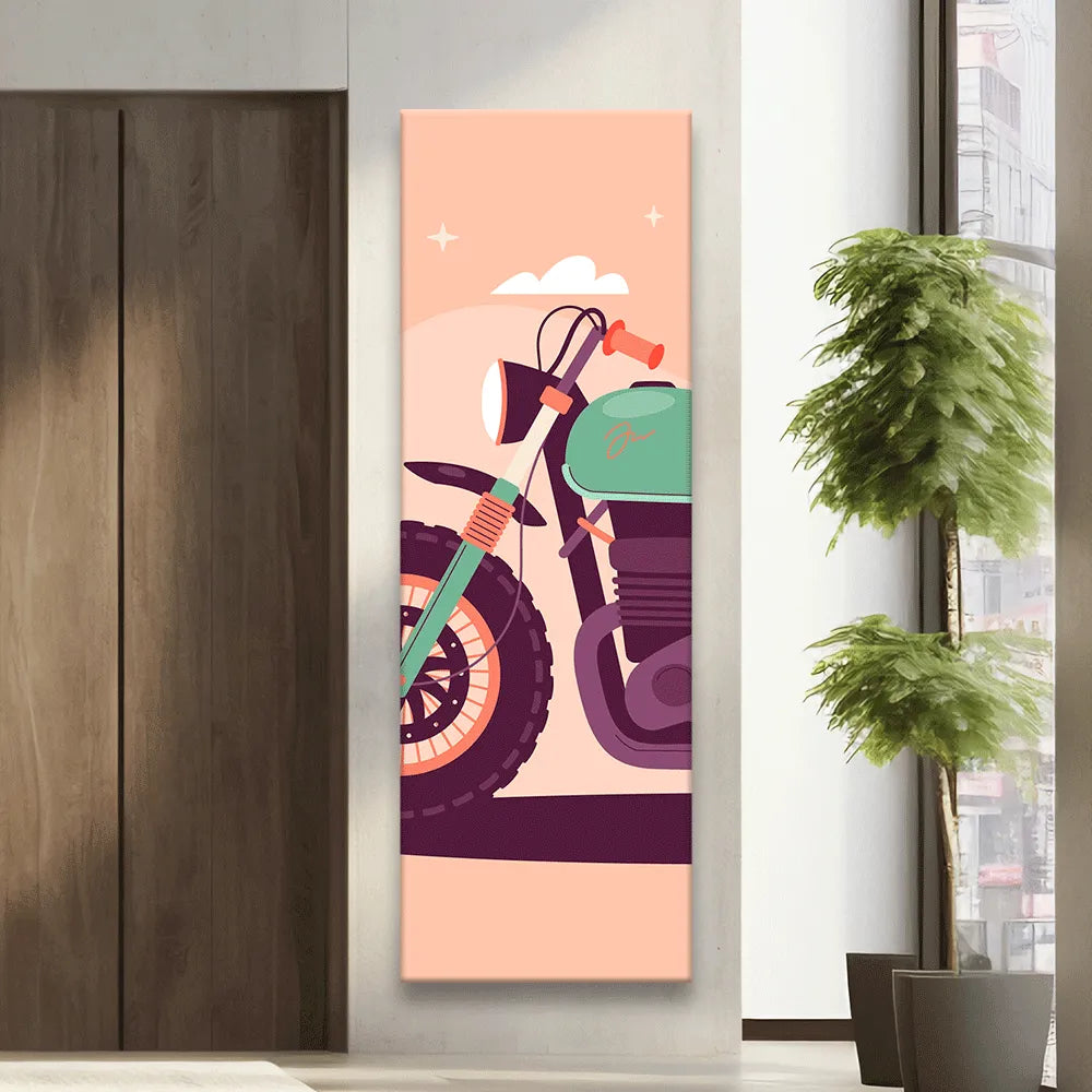 Acrylbild Cartoon Motorrad Panorama Hoch