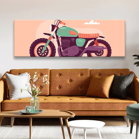 Acrylbild Cartoon Motorrad Panorama Quer