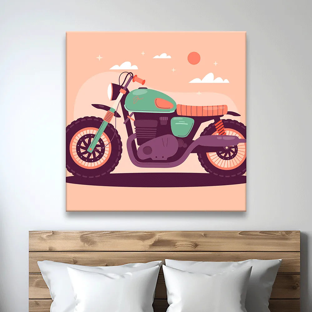 Acrylbild Cartoon Motorrad Quadrat