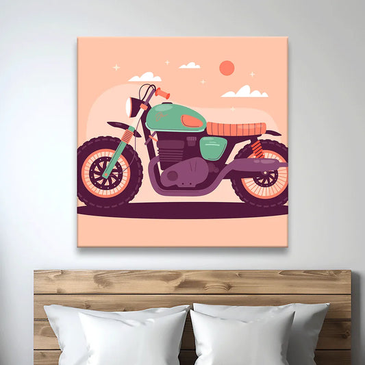 Poster Cartoon Motorrad Quadrat