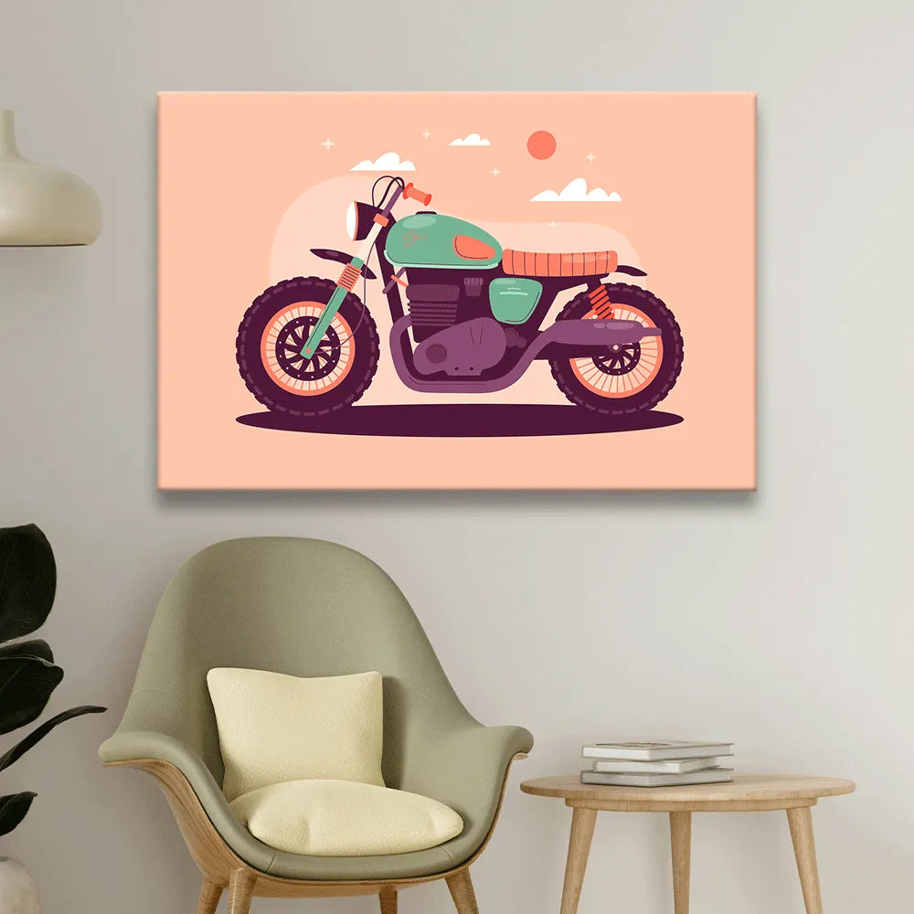 Acrylbild Cartoon Motorrad Querformat