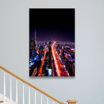 Acrylbild Dubai bei Nacht Hochformat