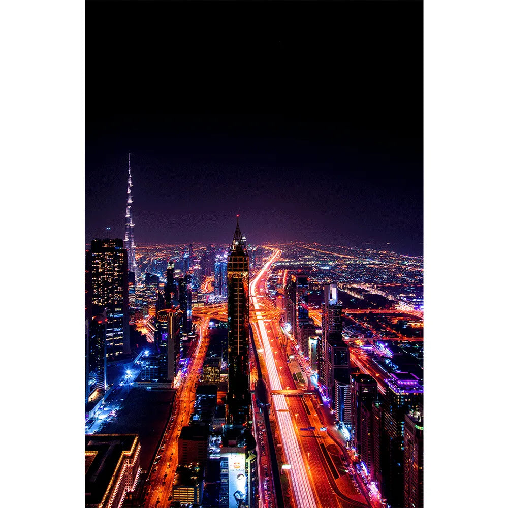 Poster Dubai bei Nacht Hochformat