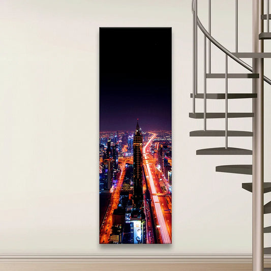 Poster Dubai bei Nacht Panorama Hoch