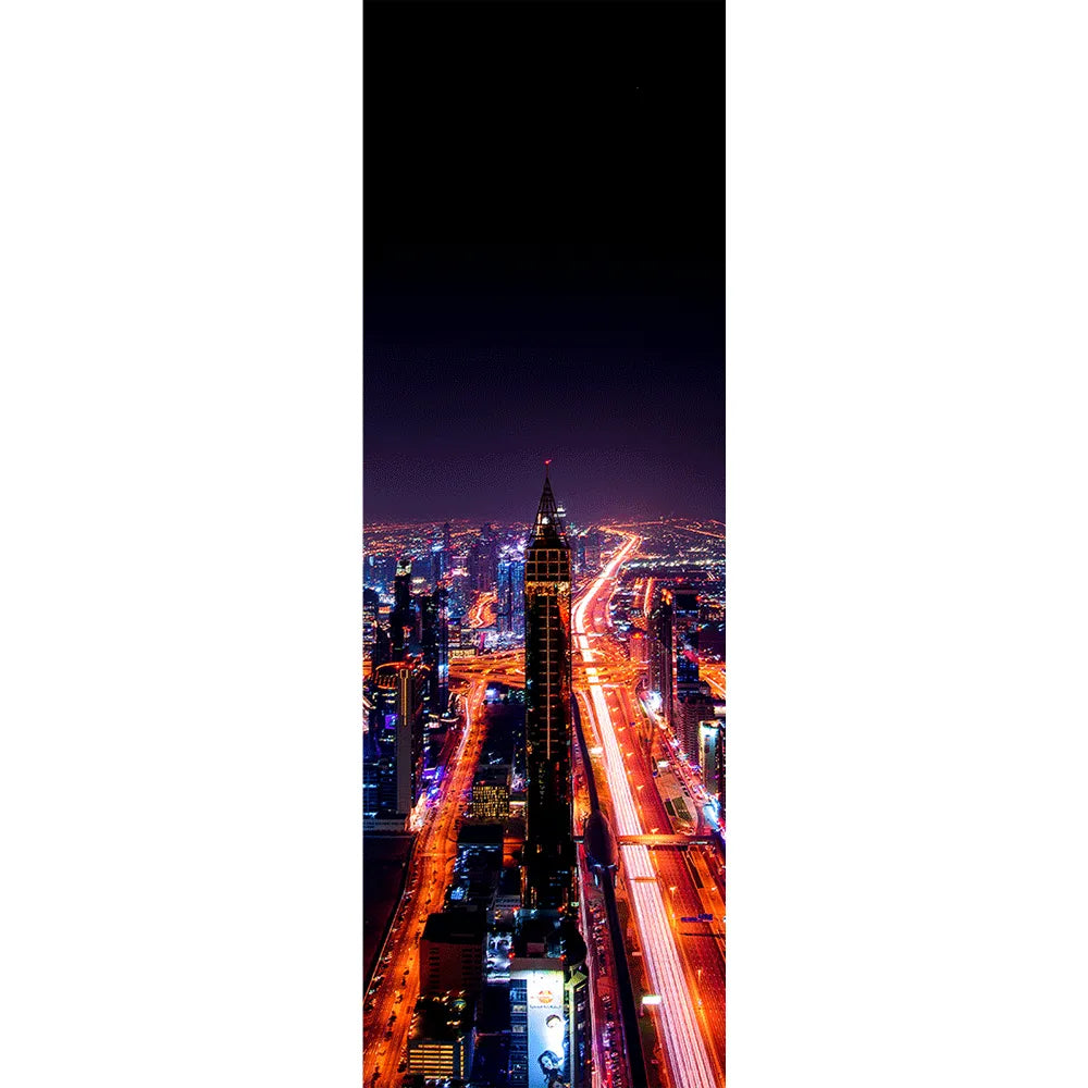 Poster Dubai bei Nacht Panorama Hoch