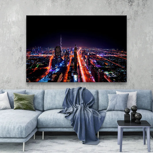 LED Bild Dubai bei Nacht Querformat