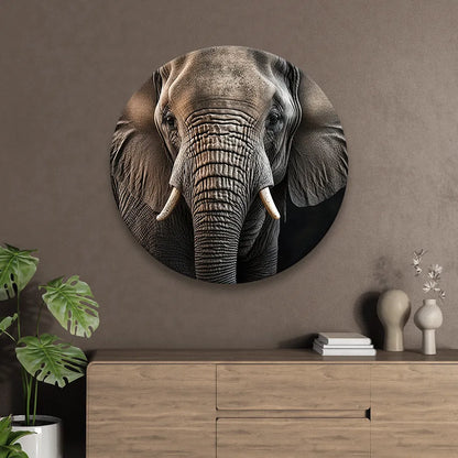 Aludibondbild Elefant im Dunkeln Kreis