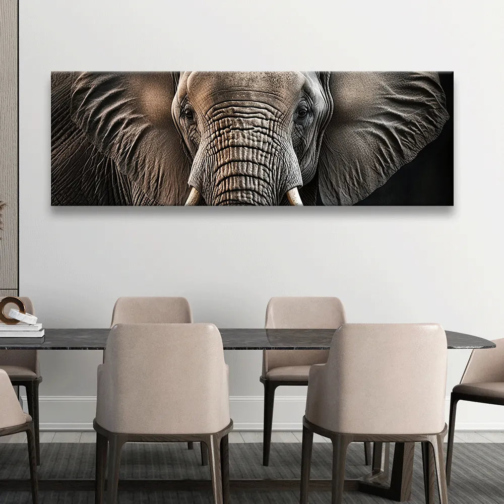 Poster Elefant im Dunkeln Panorama Quer