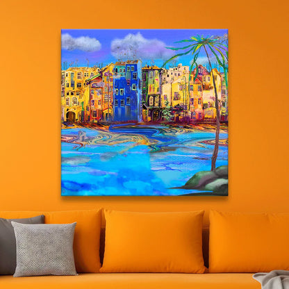 Acrylbild Fantasie Skyline Quadrat