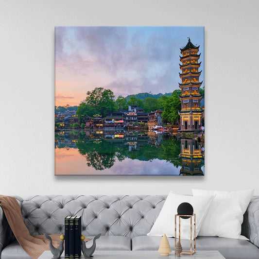 Acrylbild Fenghuang Quadrat