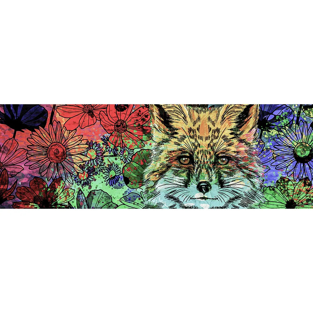 Leinwandbild Fuchs in bunten Blumen Panorama Quer