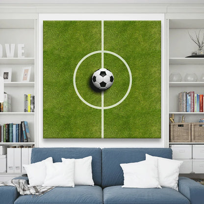 Poster Fußball auf dem Spielfeld Quadrat