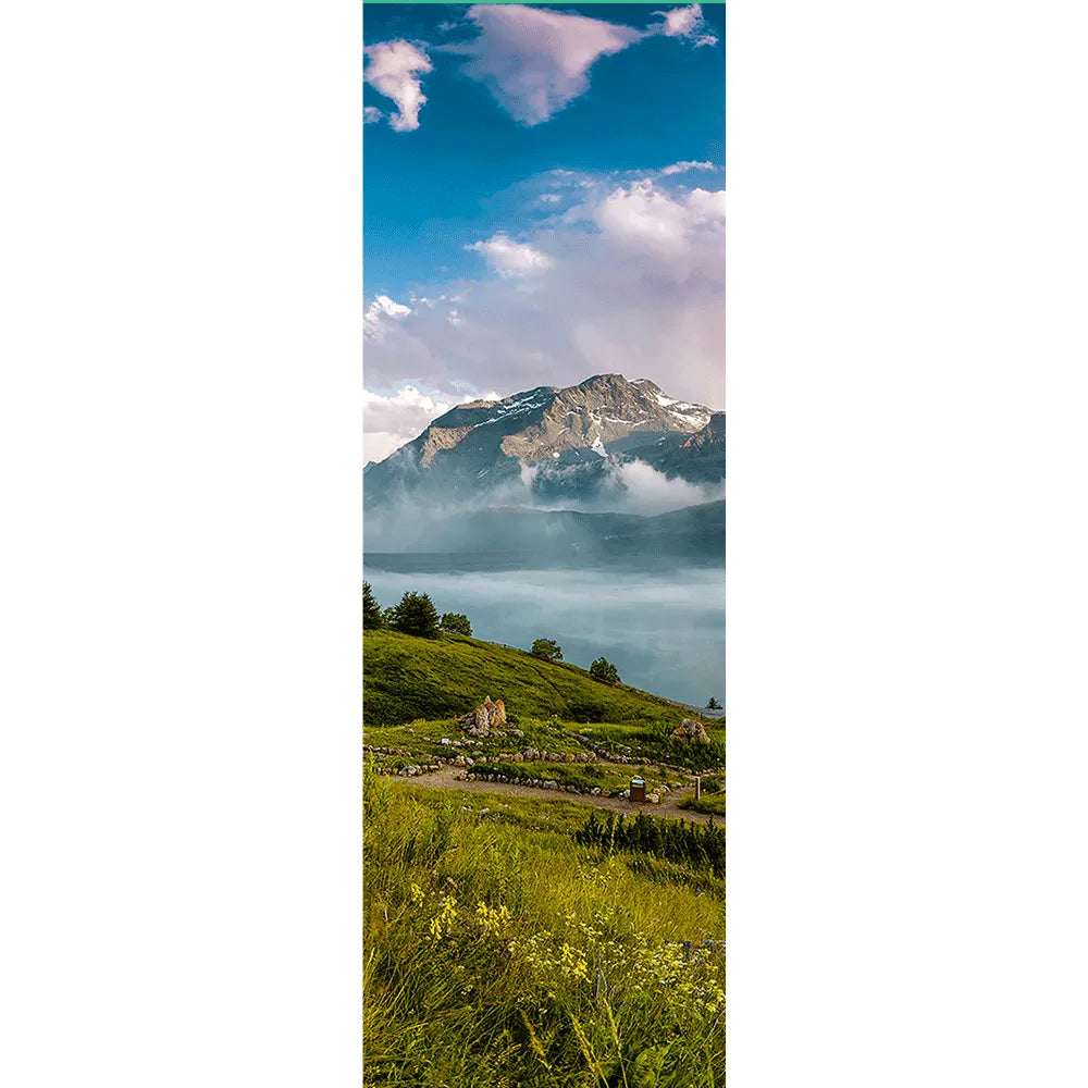 Poster Gebirge mit kleinem See Panorama Hoch