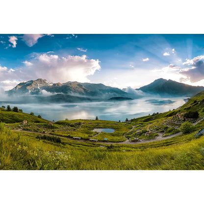 Aludibondbild Gebirge mit kleinem See Querformat