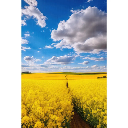 Leinwandbild gelbes Blumenfeld Hochformat