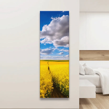 Leinwandbild gelbes Blumenfeld Panorama Hoch