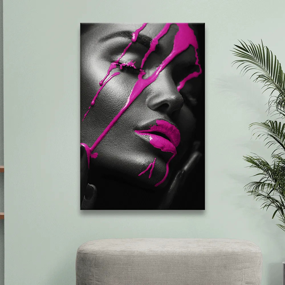 LED Bild Gesicht mit Pink Hochformat